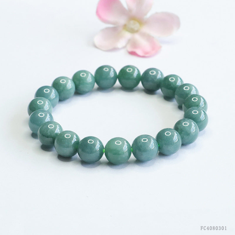 Blue Water Jadeite Jade Beaded Bracelet