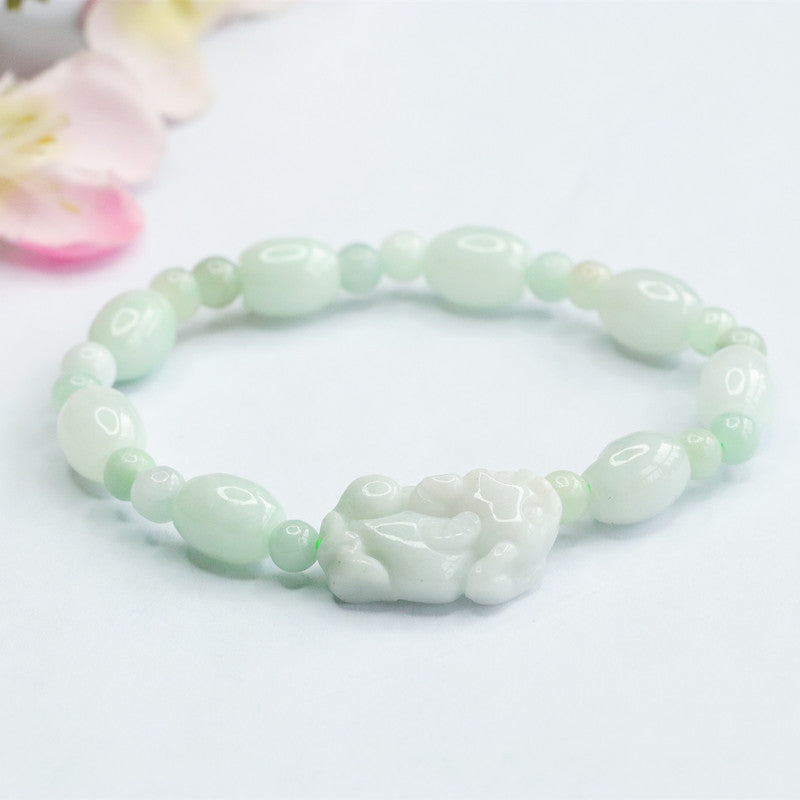 Burmese Grade A Jadeite Jade Pi Xiu Beaded Bracelet