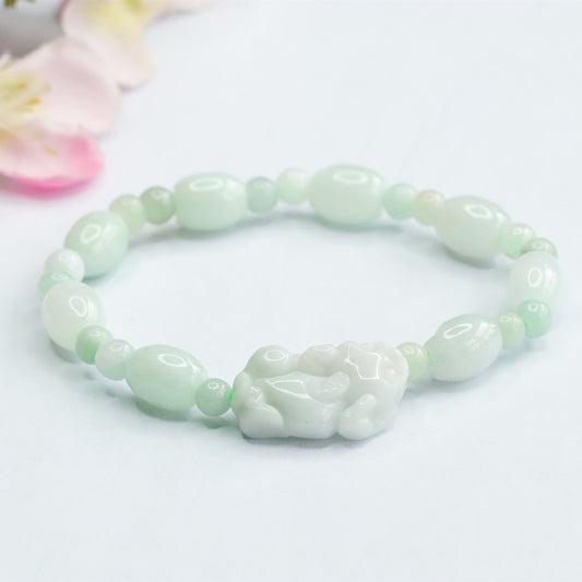 Burmese Grade A Jadeite Jade Pi Xiu Beaded Bracelet