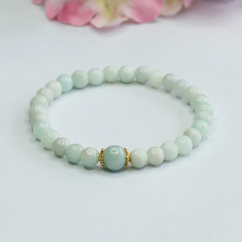 Burmese Grade A Jadeite Jade Beaded Bracelet with Focal Bead