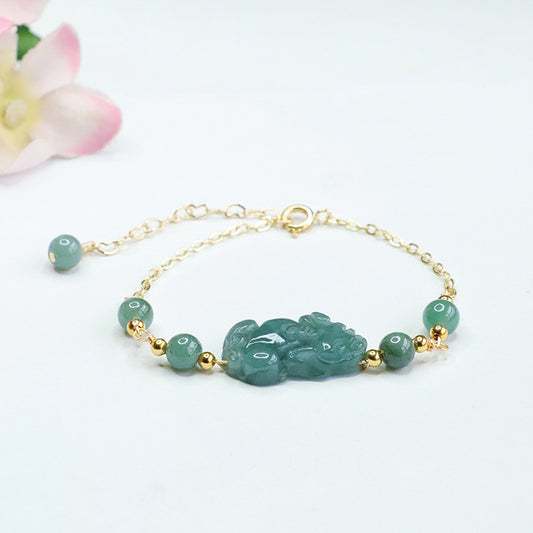 Grade A Jadeite Jade Pixiu Chain Bracelet