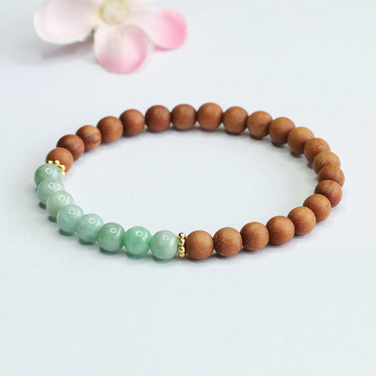 Jadeite Jade and Sandalwood Beaded Bracelet