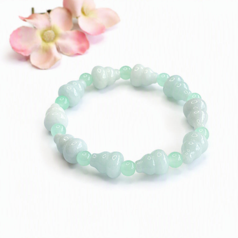 Burmese Grade A Jadeite Jade Gourd Beaded Bracelet