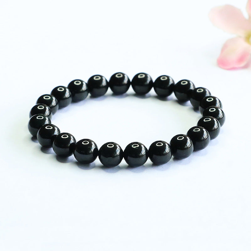 Burmese Grade A Jadeite Jade Mo Cui (Black Jade) Beaded Bracelet
