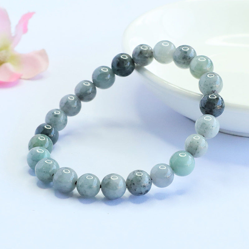Grade A Black-Bone (Wuji) Jadeite Jade Ink-Wash Beaded Bracelet