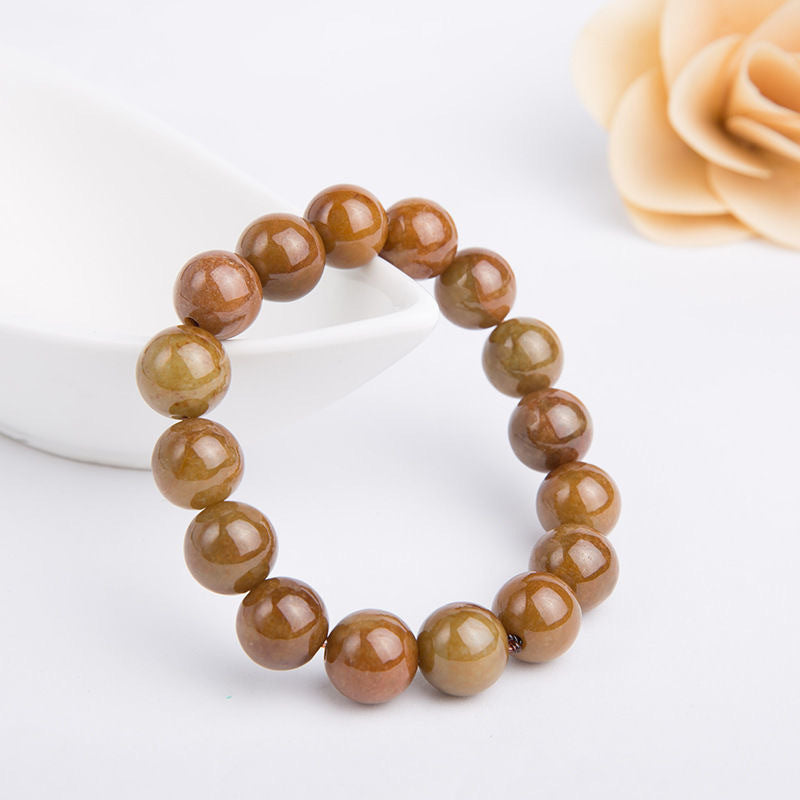 Burmese Grade A Red and Yellow Jadeite Jade Beaded Bracelet
