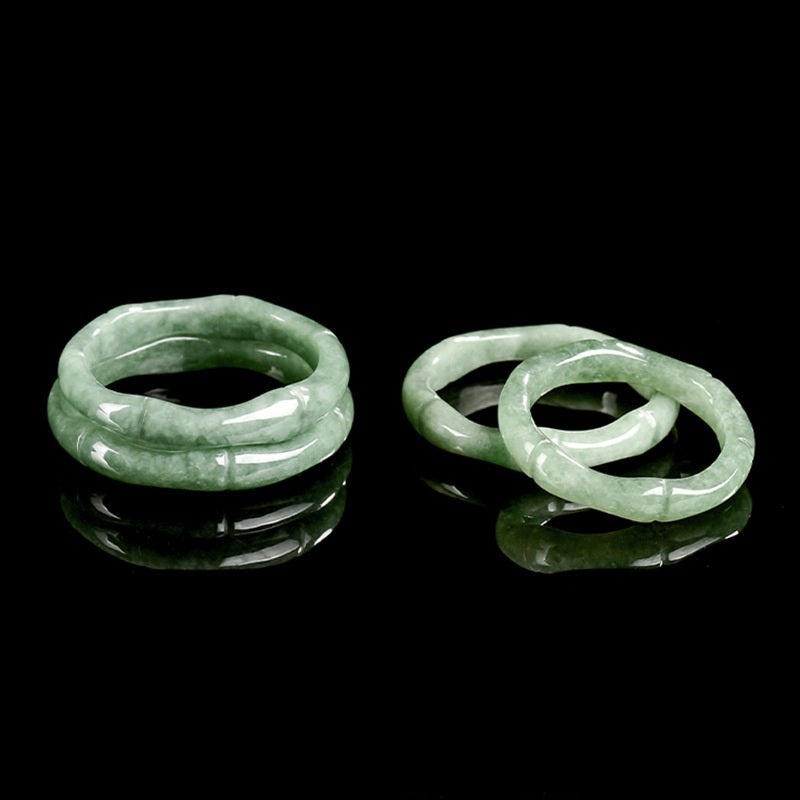 Grade A Jadeite Jade Bamboo Design Solid Band Ring