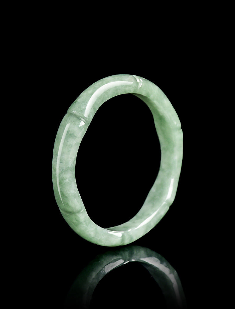 Grade A Jadeite Jade Bamboo Design Solid Band Ring