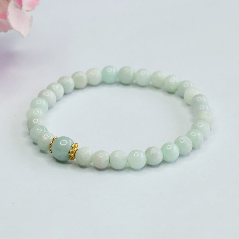 Burmese Grade A Jadeite Jade Beaded Bracelet with Focal Bead