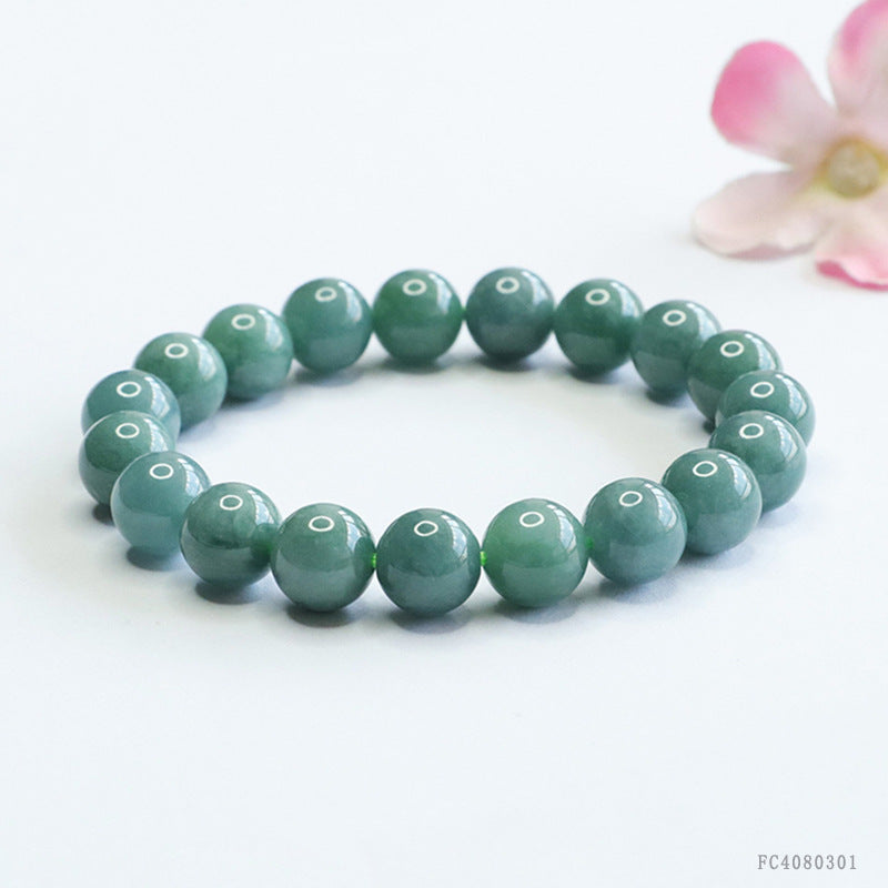 Blue Water Jadeite Jade Beaded Bracelet