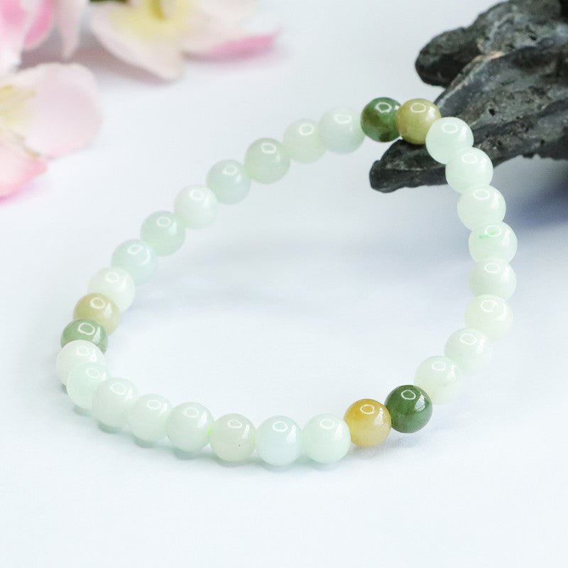 Burmese Grade A Jadeite Jade Multi-Color Beaded Bracelet