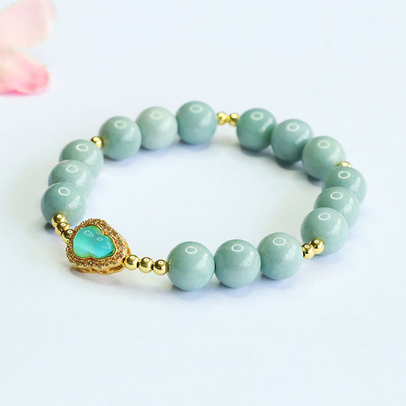 Blue Water Jadeite Jade Gourd Beaded Bracelet