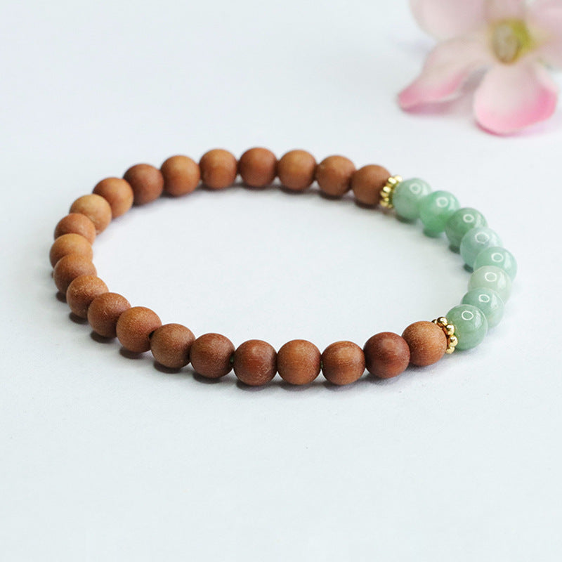 Jadeite Jade and Sandalwood Beaded Bracelet