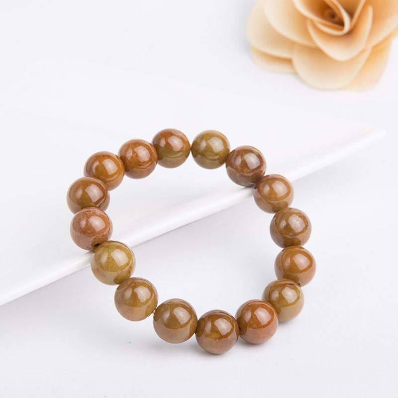 Burmese Grade A Red and Yellow Jadeite Jade Beaded Bracelet