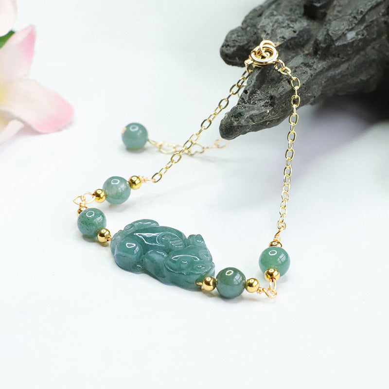 Grade A Jadeite Jade Pixiu Chain Bracelet