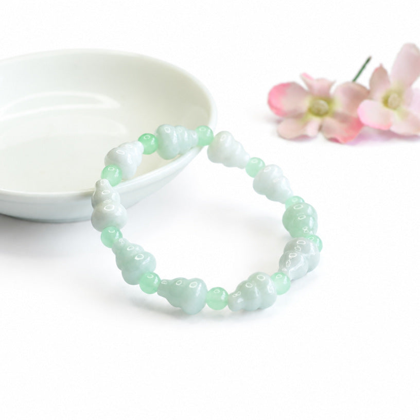Burmese Grade A Jadeite Jade Gourd Beaded Bracelet