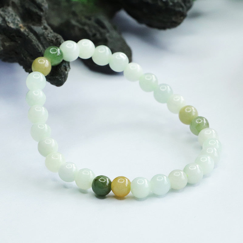 Burmese Grade A Jadeite Jade Multi-Color Beaded Bracelet