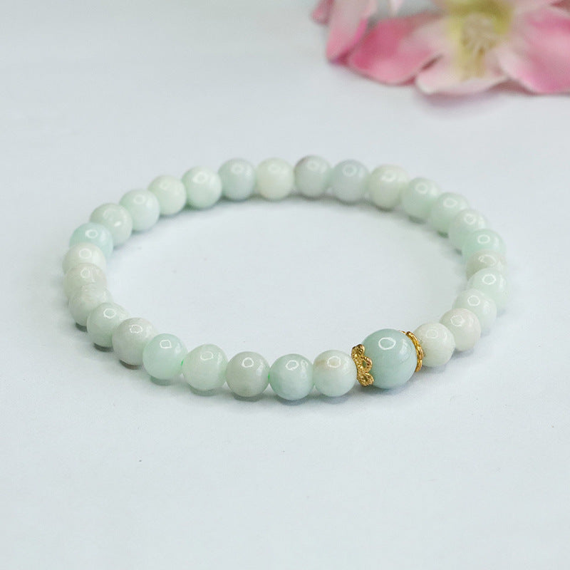 Burmese Grade A Jadeite Jade Beaded Bracelet with Focal Bead