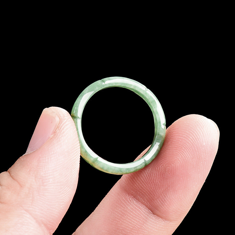 Grade A Jadeite Jade Bamboo Design Solid Band Ring