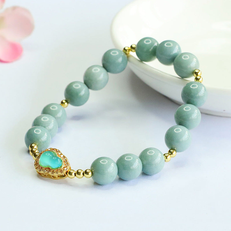 Blue Water Jadeite Jade Gourd Beaded Bracelet