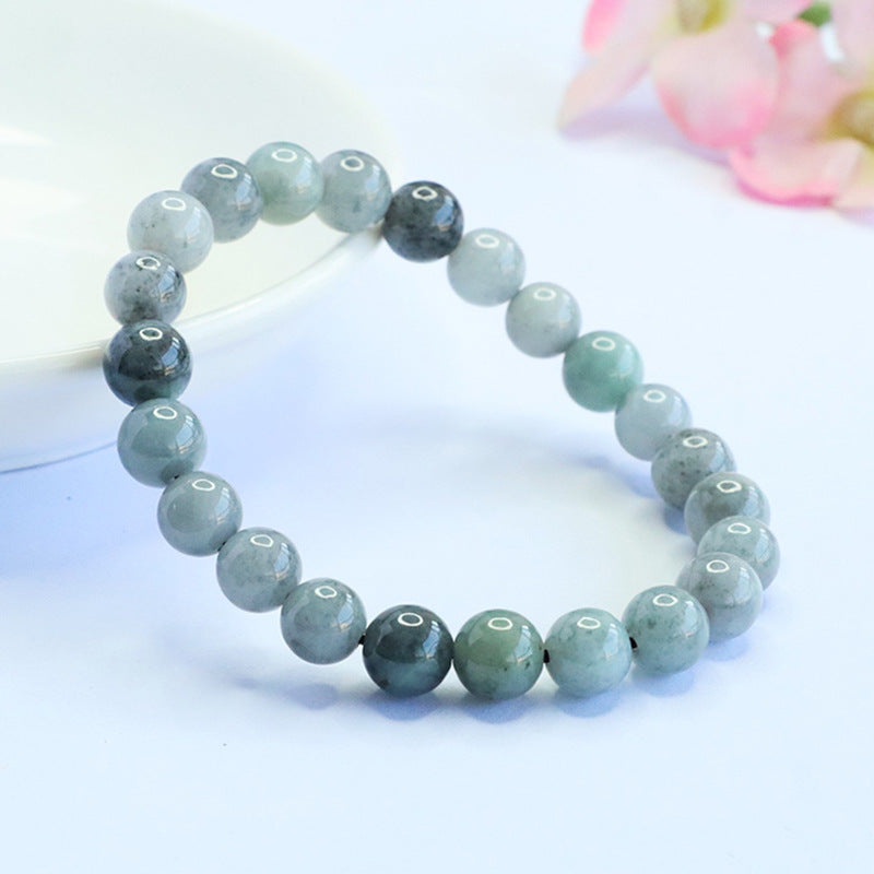 Grade A Black-Bone (Wuji) Jadeite Jade Ink-Wash Beaded Bracelet
