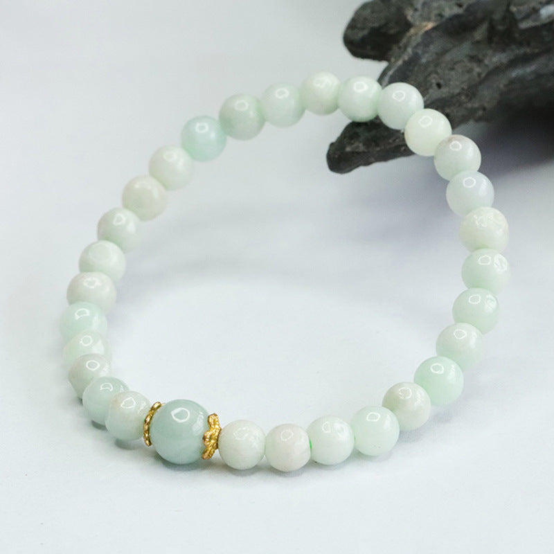 Burmese Grade A Jadeite Jade Beaded Bracelet with Focal Bead