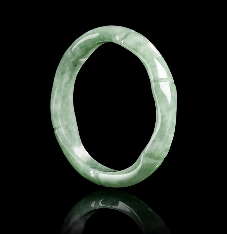Grade A Jadeite Jade Bamboo Design Solid Band Ring