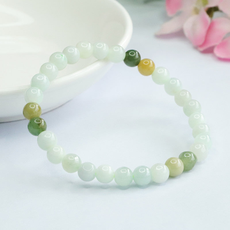 Burmese Grade A Jadeite Jade Multi-Color Beaded Bracelet