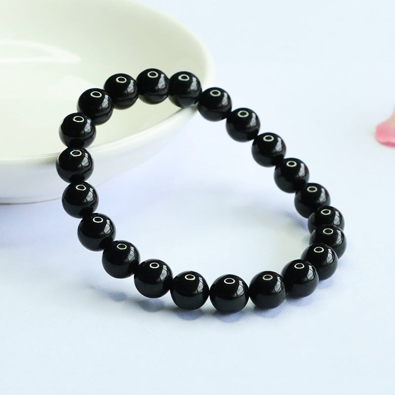 Burmese Grade A Jadeite Jade Mo Cui (Black Jade) Beaded Bracelet