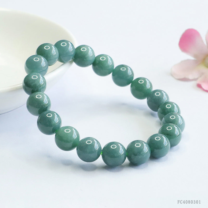 Blue Water Jadeite Jade Beaded Bracelet