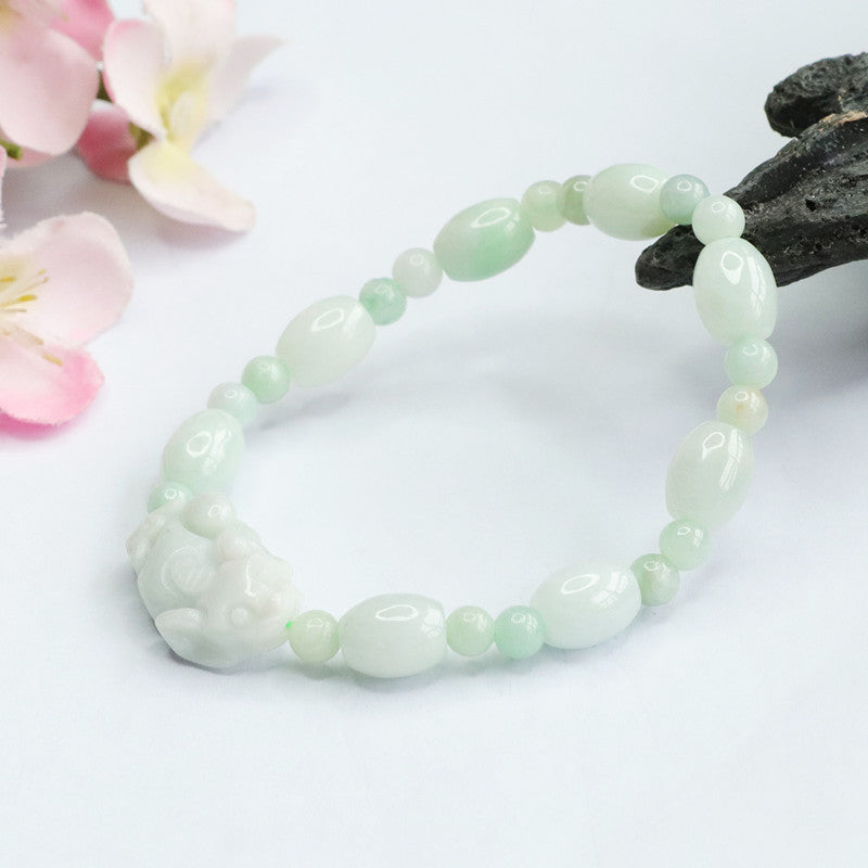 Burmese Grade A Jadeite Jade Pi Xiu Beaded Bracelet