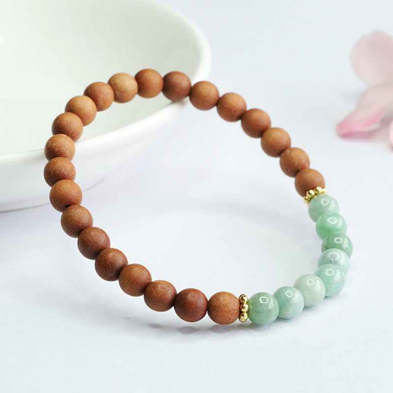 Jadeite Jade and Sandalwood Beaded Bracelet