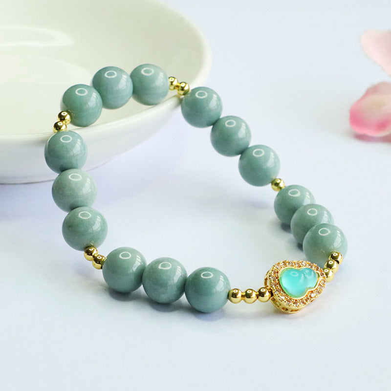 Blue Water Jadeite Jade Gourd Beaded Bracelet