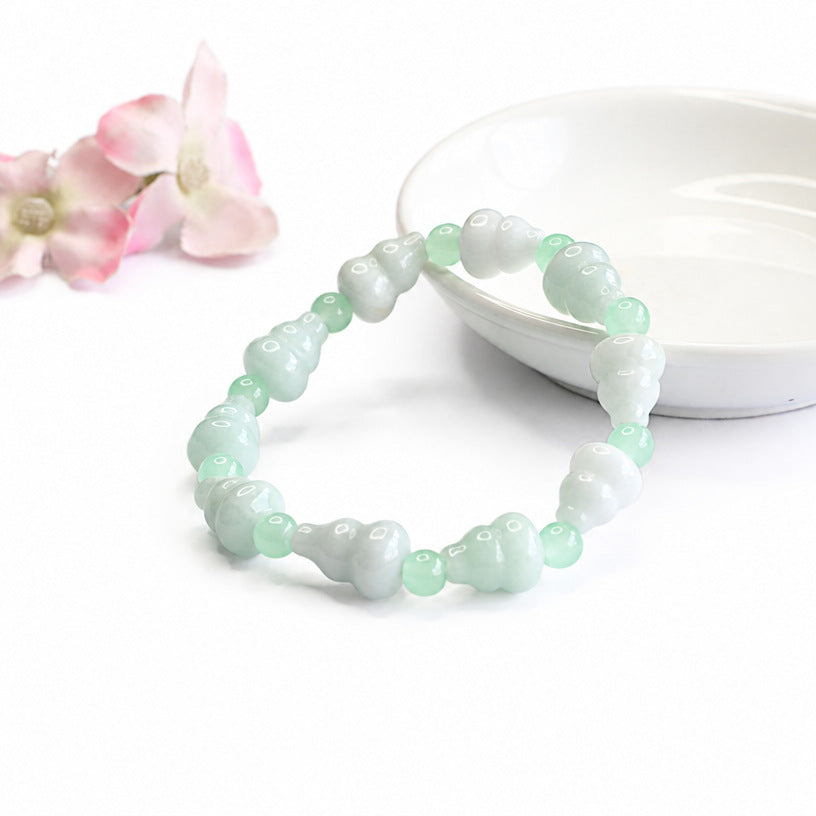Burmese Grade A Jadeite Jade Gourd Beaded Bracelet