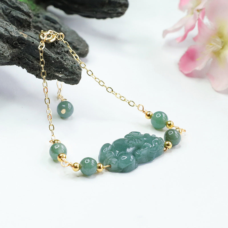 Grade A Jadeite Jade Pixiu Chain Bracelet