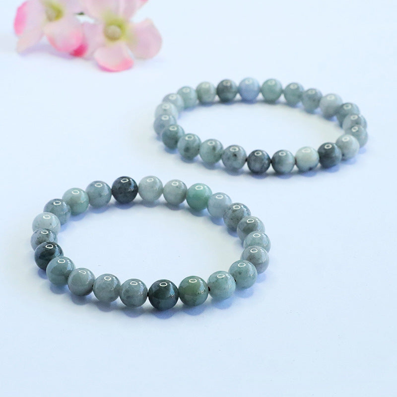 Grade A Black-Bone (Wuji) Jadeite Jade Ink-Wash Beaded Bracelet
