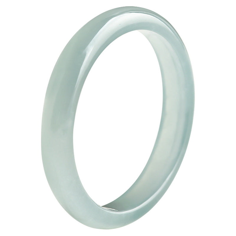 Grade A Old Mine Ice-Type Light Blue Water Jadeite Jade Solid Rounded Band Ring