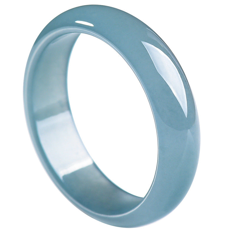 Grade A Old Mine Ice-Type Blue Water Jadeite Jade Solid Band Thumb Ring