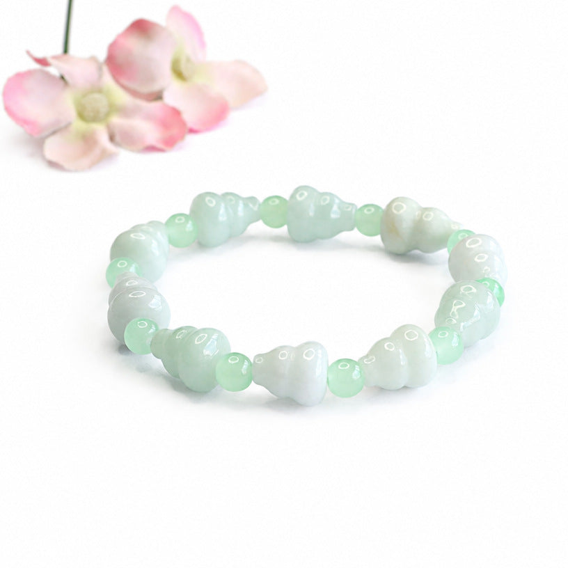 Burmese Grade A Jadeite Jade Gourd Beaded Bracelet