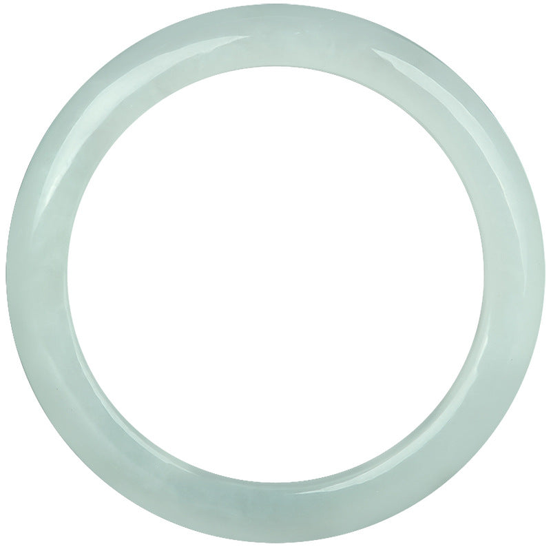 Grade A Lustrous White Burmese Jadeite Jade Solid Rounded Band Ring