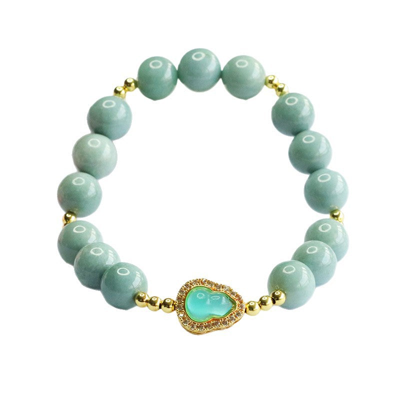 Blue Water Jadeite Jade Gourd Beaded Bracelet