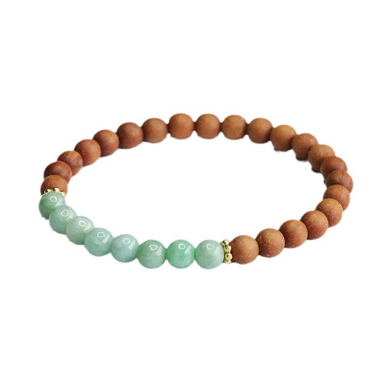 Jadeite Jade and Sandalwood Beaded Bracelet