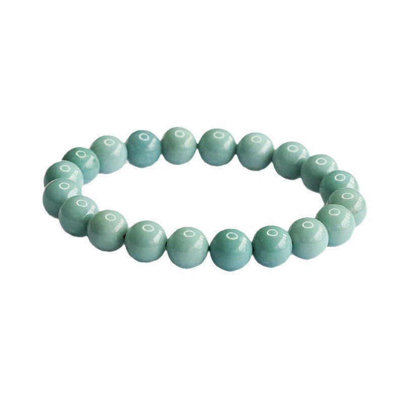 Blue Water Jadeite Jade Light Round Bead Bracelet
