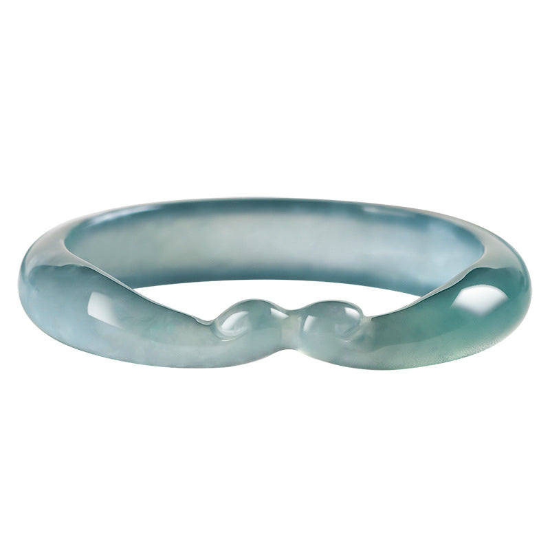 Grade A Ice-Type Blue Water Jadeite Jade Ruyi Ring