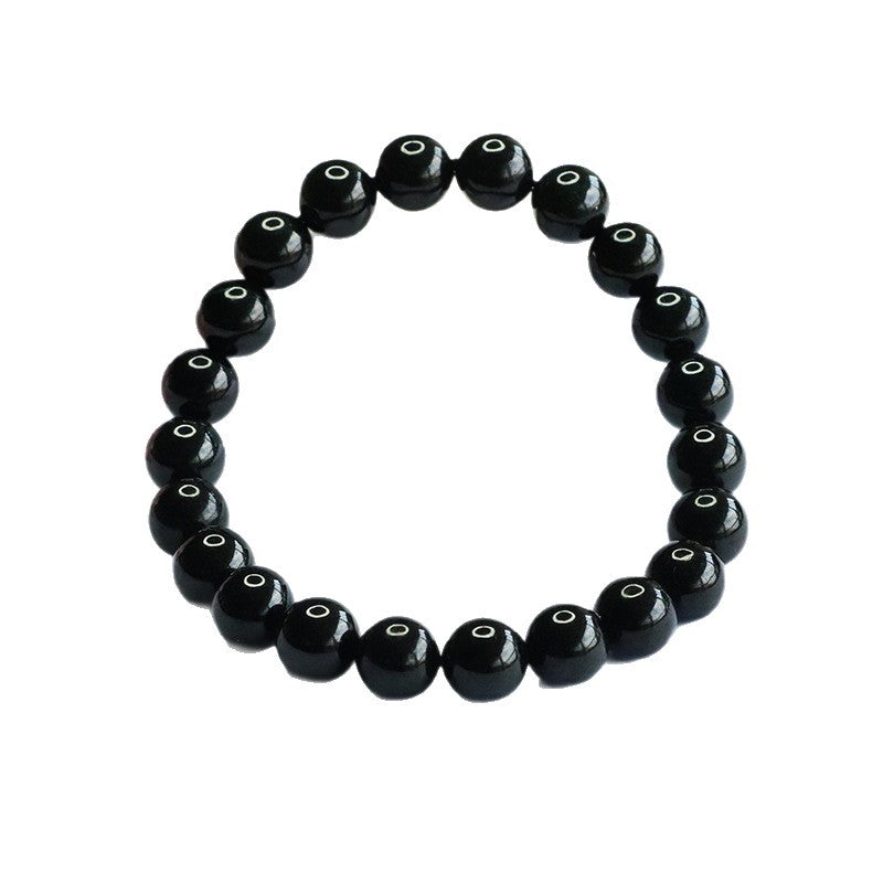 Burmese Grade A Jadeite Jade Mo Cui (Black Jade) Beaded Bracelet