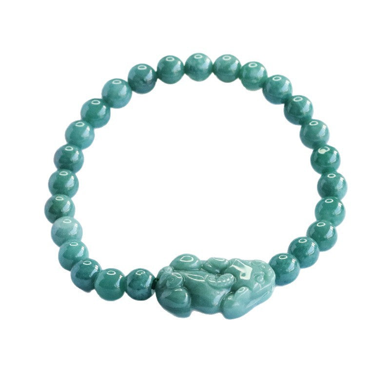 Blue Water Jadeite Jade Pi Xiu Beaded Bracelet