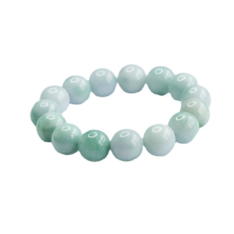 Burmese Grade A Jadeite Jade Beaded Bracelet with Floating Green Accents