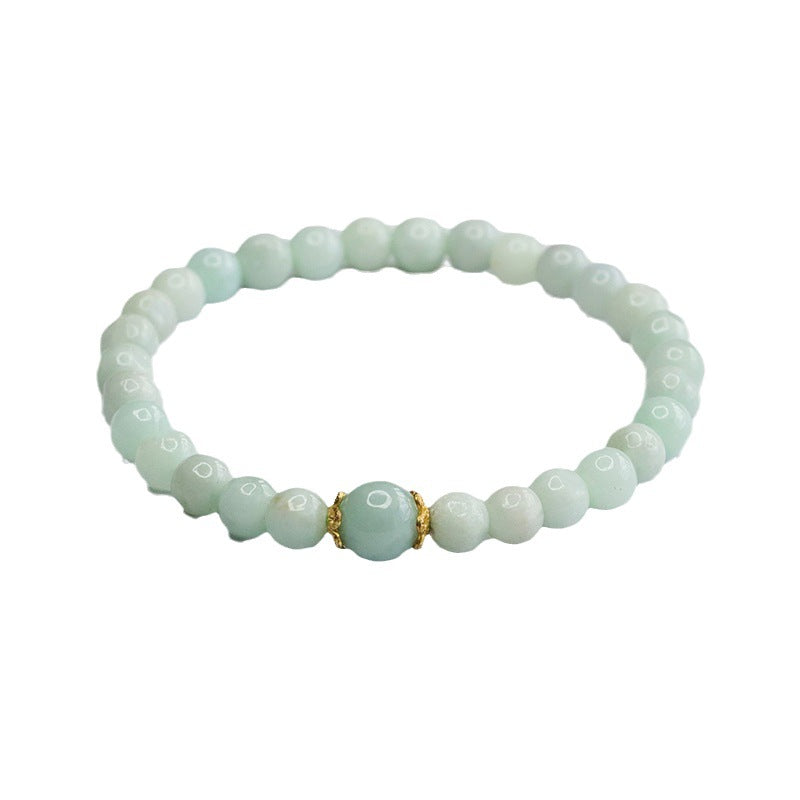 Burmese Grade A Jadeite Jade Beaded Bracelet with Focal Bead