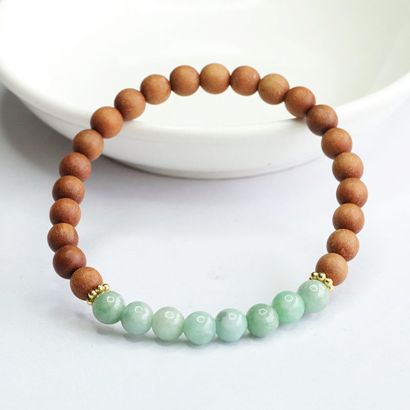Jadeite Jade and Sandalwood Beaded Bracelet