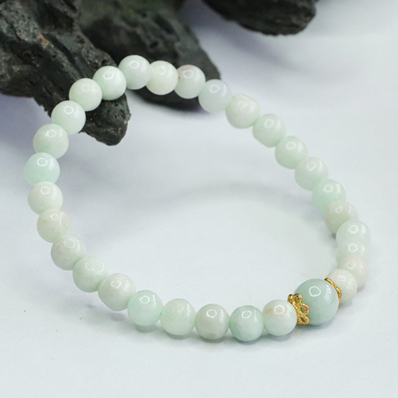 Burmese Grade A Jadeite Jade Beaded Bracelet with Focal Bead